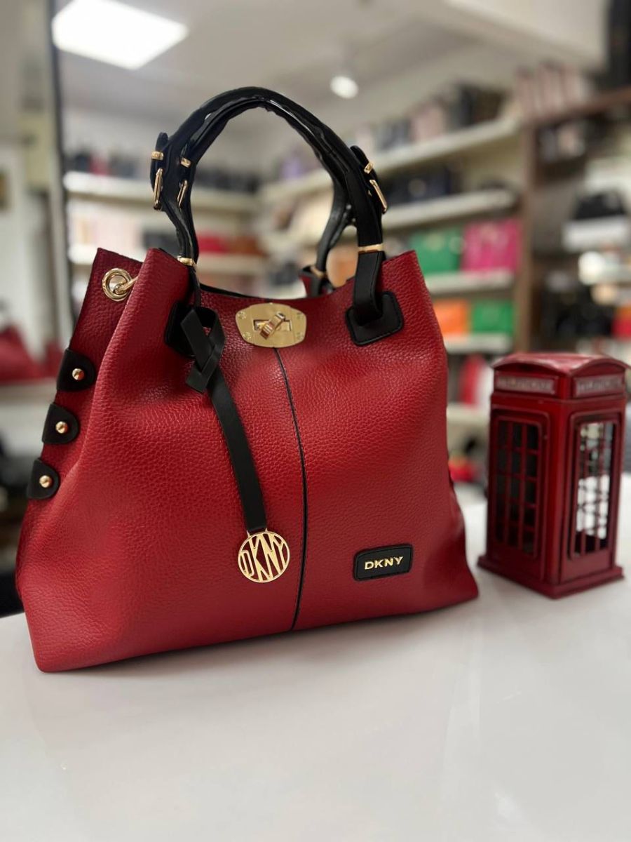 DKNY Kırmızı Deri Kol ve Omuz Çantası