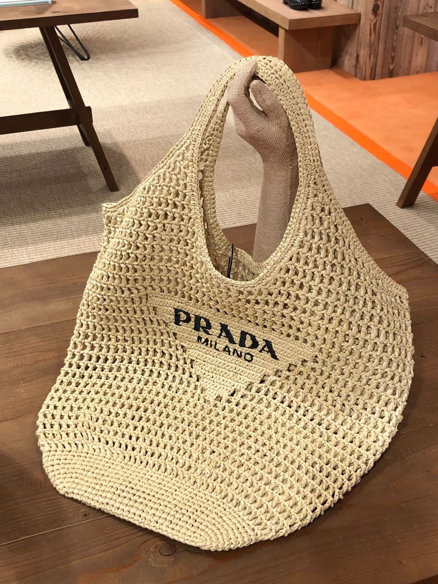 Prada Milano Hasır Örgü Tote Çanta