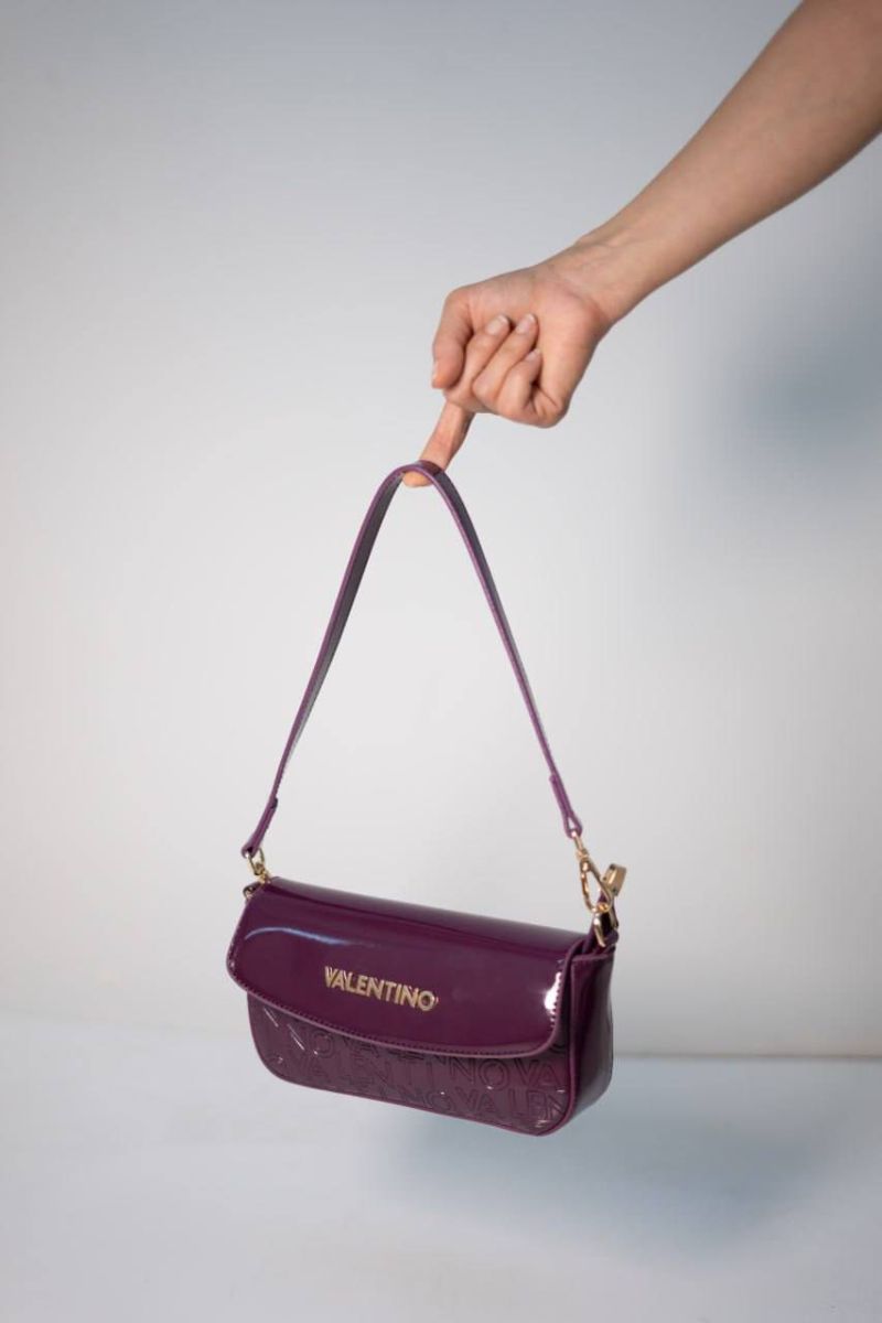 Valentino Mor Patent Deri Baguette Omuz Çantası