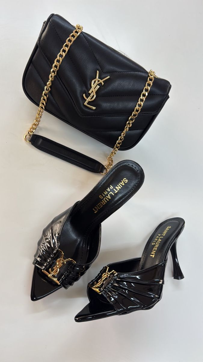 Saint Laurent YSL Kapitone Çanta ve Topuklu Takım